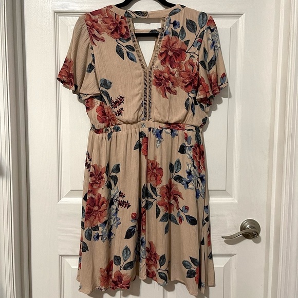 Blu Pepper Anthropologie Blush Boho Chic Floral Dress Keyhole Back Small - Picture 3 of 9